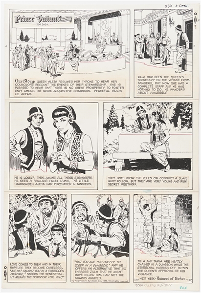 John Cullen Murphy ''Prince Valiant'' Sunday Comic Strip Original Artwork -- #2037 Dated 22 February 1976