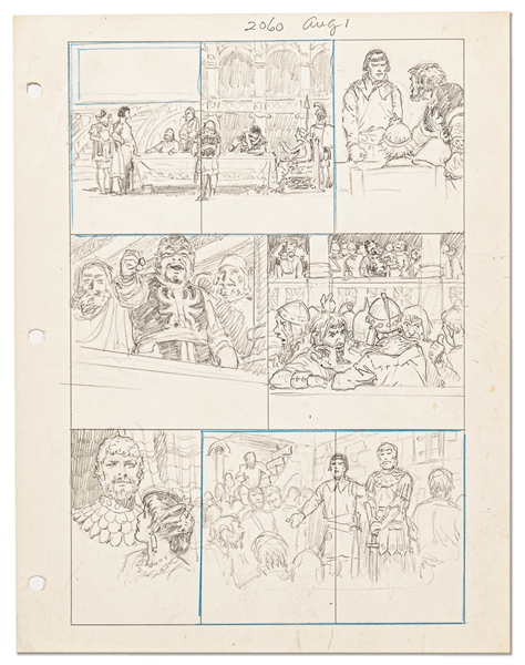 Original Hal Foster ''Prince Valiant'' Sketch and Story Outlines -- #2060 for the 1 August 1976 Comic Strip