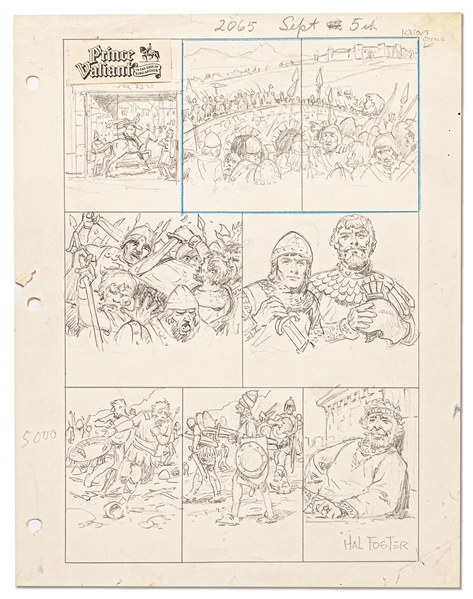 Original Hal Foster Signed ''Prince Valiant'' Preliminary Artwork and Story Outlines -- #2065 for the 5 September 1976 Comic Strip
