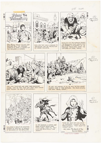 John Cullen Murphy ''Prince Valiant'' Sunday Comic Strip Original Artwork -- #2100 Dated 8 May 1977
