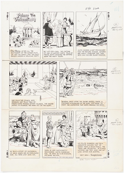 John Cullen Murphy ''Prince Valiant'' Sunday Comic Strip Original Artwork -- #2129 Dated 27 November 1977