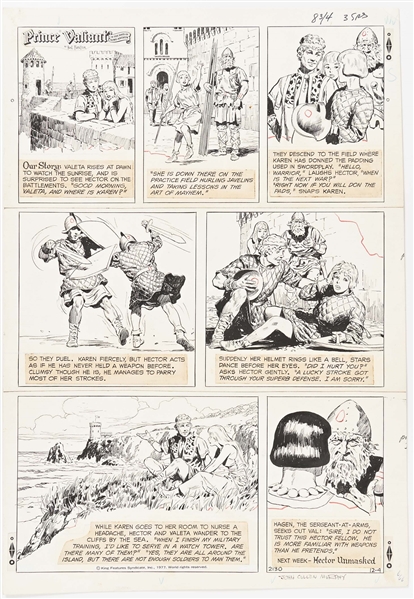 John Cullen Murphy ''Prince Valiant'' Sunday Comic Strip Original Artwork -- #2130 Dated 4 December 1977