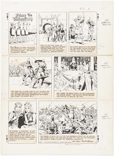 John Cullen Murphy ''Prince Valiant'' Sunday Comic Strip Original Artwork -- #2160 Dated 2 July 1978
