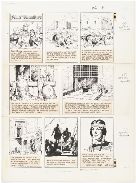 John Cullen Murphy ''Prince Valiant'' Sunday Comic Strip Original Artwork -- #2167 Dated 20 August 1978