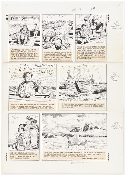 John Cullen Murphy ''Prince Valiant'' Sunday Comic Strip Original Artwork -- #2171 Dated 17 September 1978