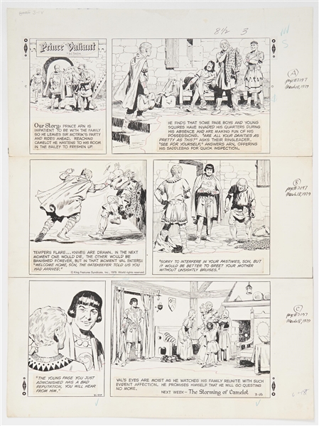 John Cullen Murphy ''Prince Valiant'' Sunday Comic Strip Original Artwork -- #2197 Dated 18 March 1979