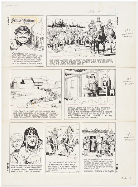 John Cullen Murphy ''Prince Valiant'' Sunday Comic Strip Original Artwork -- #2240 Dated 13 January 1980