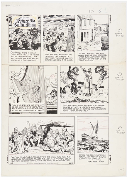 John Cullen Murphy ''Prince Valiant'' Sunday Comic Strip Original Artwork -- #2245 Dated 17 February 1980