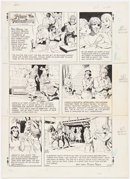 John Cullen Murphy ''Prince Valiant'' Sunday Comic Strip Original Artwork -- #2286 Dated 30 November 1980