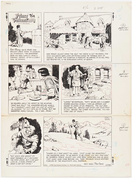 John Cullen Murphy ''Prince Valiant'' Sunday Comic Strip Original Artwork -- #2295 Dated 1 February 1981