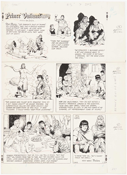 John Cullen Murphy ''Prince Valiant'' Sunday Comic Strip Original Artwork -- #2343 Dated 3 January 1982