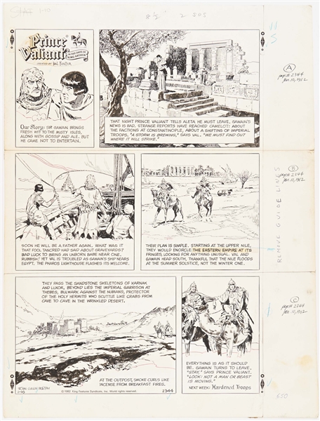 John Cullen Murphy ''Prince Valiant'' Sunday Comic Strip Original Artwork -- #2344 Dated 10 January 1982