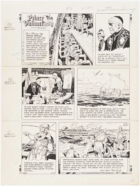 John Cullen Murphy ''Prince Valiant'' Sunday Comic Strip Original Artwork -- #2353 Dated 14 March 1982