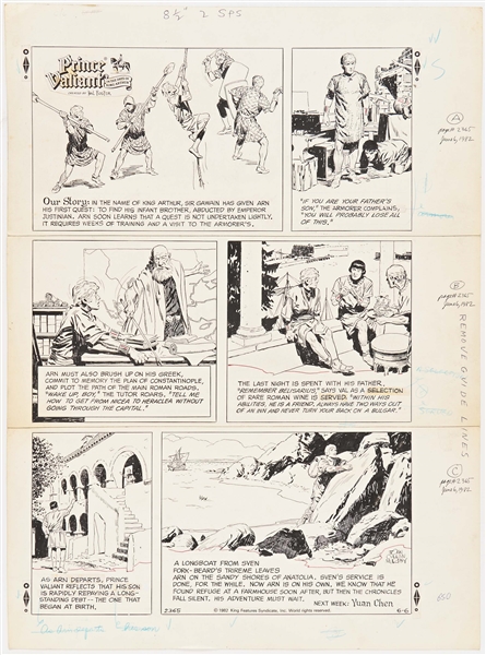 John Cullen Murphy ''Prince Valiant'' Sunday Comic Strip Original Artwork -- #2365 Dated 6 June 1982