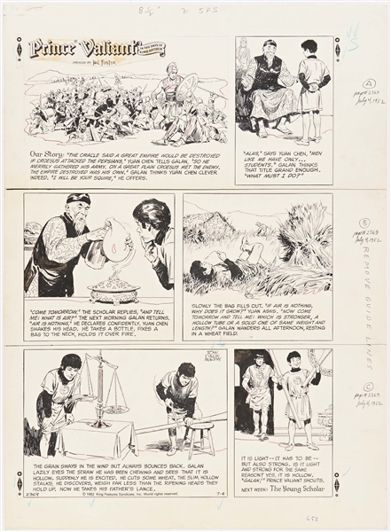 John Cullen Murphy ''Prince Valiant'' Sunday Comic Strip Original Artwork -- #2369 Dated 4 July 1982