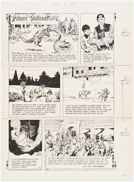 John Cullen Murphy ''Prince Valiant'' Sunday Comic Strip Original Artwork -- #2373 Dated 1 August 1982