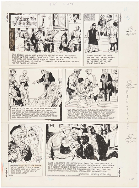 John Cullen Murphy ''Prince Valiant'' Sunday Comic Strip Original Artwork -- #2374 Dated 8 August 1982