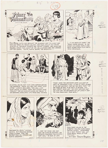 John Cullen Murphy ''Prince Valiant'' Sunday Comic Strip Original Artwork -- #2377 Dated 29 August 1982
