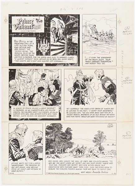 John Cullen Murphy ''Prince Valiant'' Sunday Comic Strip Original Artwork -- #2438 Dated 30 October 1983