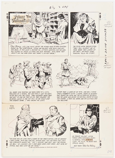 John Cullen Murphy ''Prince Valiant'' Sunday Comic Strip Original Artwork -- #2455 Dated 26 February 1984