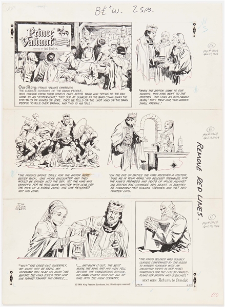 John Cullen Murphy ''Prince Valiant'' Sunday Comic Strip Original Artwork -- #2464 Dated 29 April 1984