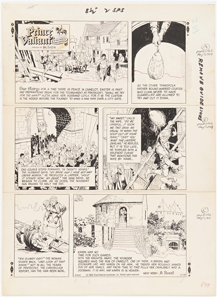 John Cullen Murphy ''Prince Valiant'' Sunday Comic Strip Original Artwork -- #2466 Dated 13 May 1984