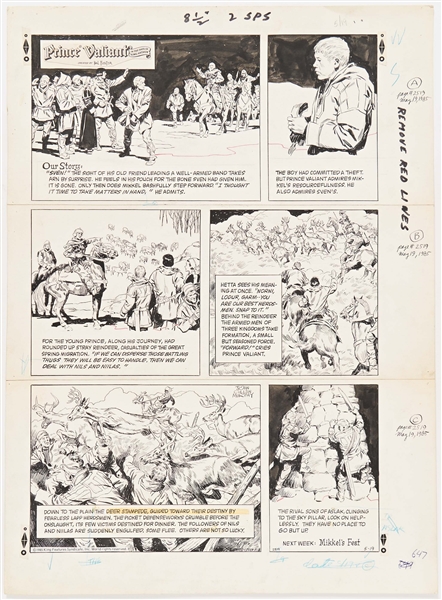 John Cullen Murphy ''Prince Valiant'' Sunday Comic Strip Original Artwork -- #2519 Dated 19 May 1985