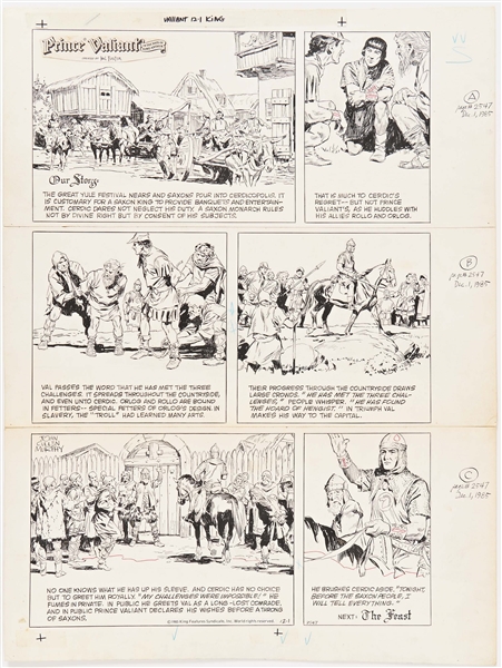 John Cullen Murphy ''Prince Valiant'' Sunday Comic Strip Original Artwork -- #2547 Dated 1 December 1985