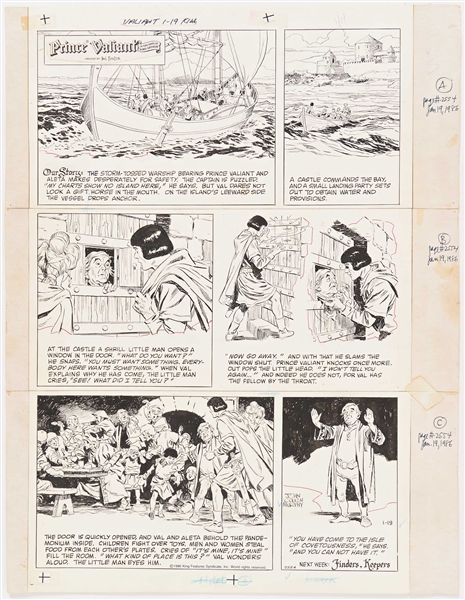 John Cullen Murphy ''Prince Valiant'' Sunday Comic Strip Original Artwork -- #2554 Dated 19 January 1986