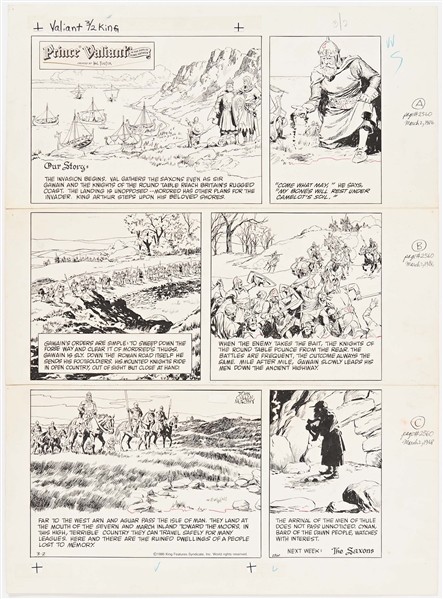 John Cullen Murphy ''Prince Valiant'' Sunday Comic Strip Original Artwork -- #2560 Dated 2 March 1986