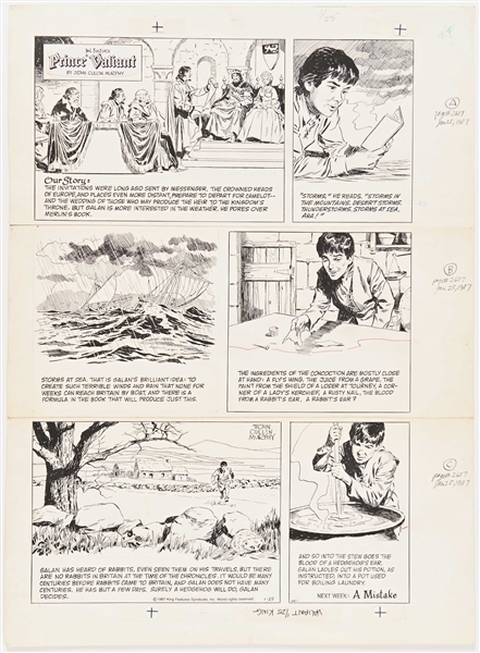 John Cullen Murphy ''Prince Valiant'' Sunday Comic Strip Original Artwork -- #2607 Dated 25 January 1987