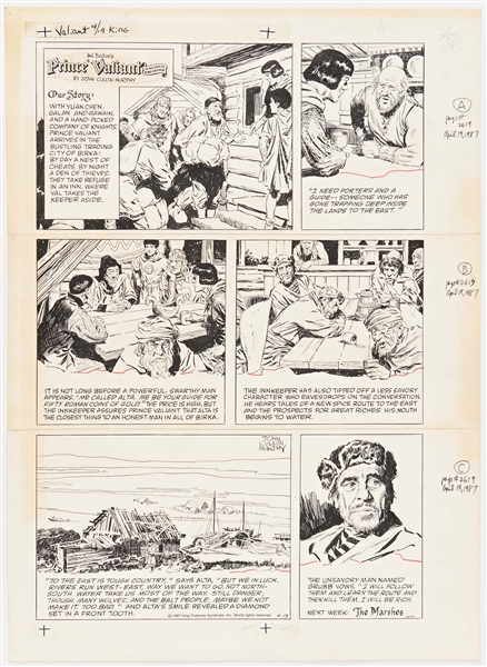 John Cullen Murphy ''Prince Valiant'' Sunday Comic Strip Original Artwork -- #2619 Dated 19 April 1987