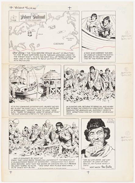 John Cullen Murphy ''Prince Valiant'' Sunday Comic Strip Original Artwork -- #2620 Dated 26 April 1987