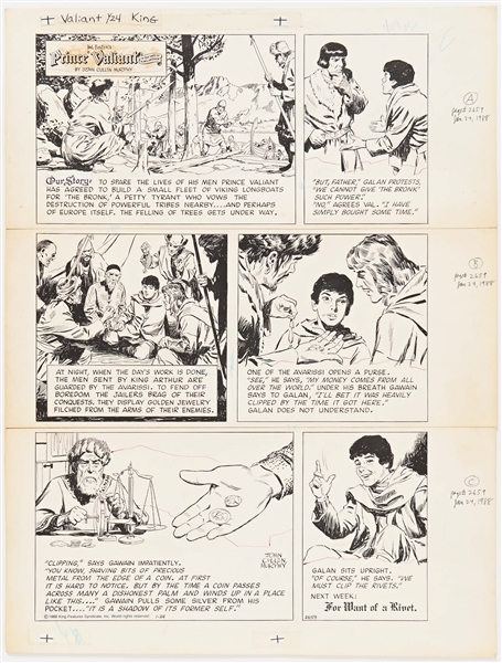 John Cullen Murphy ''Prince Valiant'' Sunday Comic Strip Original Artwork -- #2659 Dated 24 January 1988