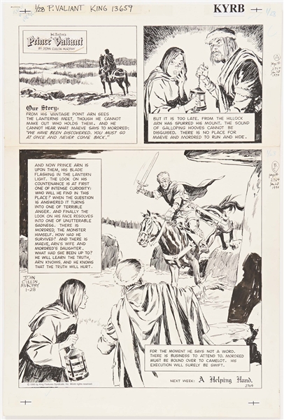 John Cullen Murphy ''Prince Valiant'' Sunday Comic Strip Original Artwork -- #2764 Dated 28 January 1990