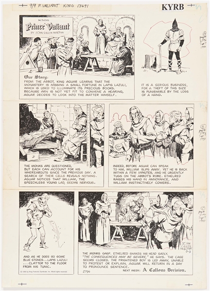 John Cullen Murphy ''Prince Valiant'' Sunday Comic Strip Original Artwork -- #2796 Dated 9 September 1990