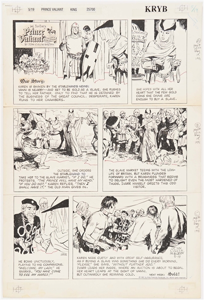 John Cullen Murphy ''Prince Valiant'' Sunday Comic Strip Original Artwork -- #2832 Dated 19 May 1991