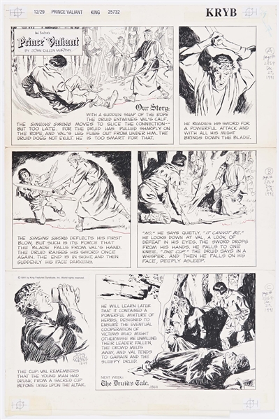 John Cullen Murphy ''Prince Valiant'' Sunday Comic Strip Original Artwork -- #2864 Dated 29 December 1991