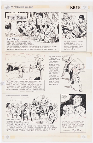 John Cullen Murphy ''Prince Valiant'' Sunday Comic Strip Original Artwork -- #2865 Dated 5 January 1992