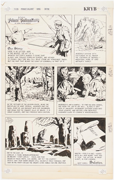 John Cullen Murphy ''Prince Valiant'' Sunday Comic Strip Original Artwork -- #2912 Dated 29 November 1992