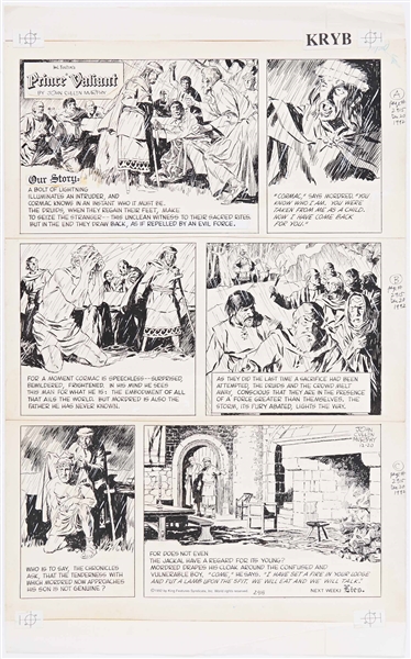John Cullen Murphy ''Prince Valiant'' Sunday Comic Strip Original Artwork -- #2915 Dated 20 December 1992