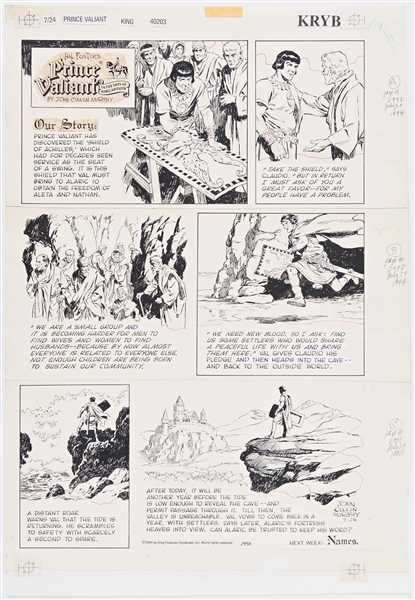 John Cullen Murphy ''Prince Valiant'' Sunday Comic Strip Original Artwork -- #2998 Dated 24 July 1994