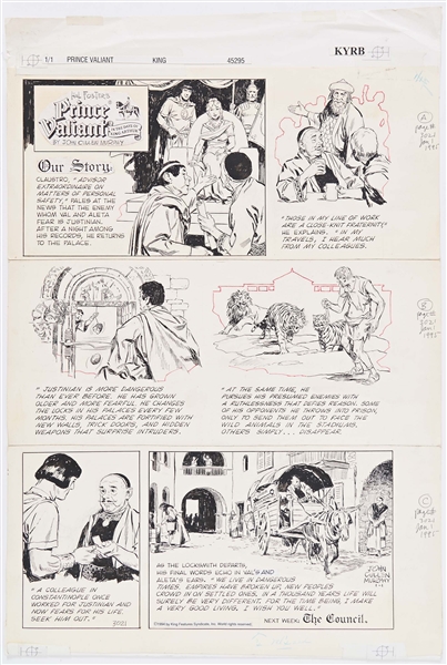 John Cullen Murphy ''Prince Valiant'' Sunday Comic Strip Original Artwork -- #3021 Dated 1 January 1995