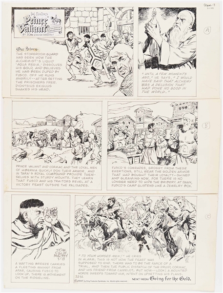 John Cullen Murphy ''Prince Valiant'' Sunday Comic Strip Original Artwork -- #3292 Published 12 March 2000
