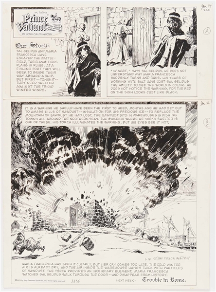 John Cullen Murphy ''Prince Valiant'' Sunday Comic Strip Original Artwork -- #3336 Dated 14 January 2001