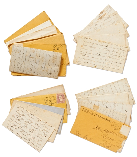 Lot of 21 Letters from the 74th Indiana Infantry -- With Colonel's Letter on Battle of Jonesborough: ''I...told them that to stop there was death, to retreat was no better...Our loss was severe...''