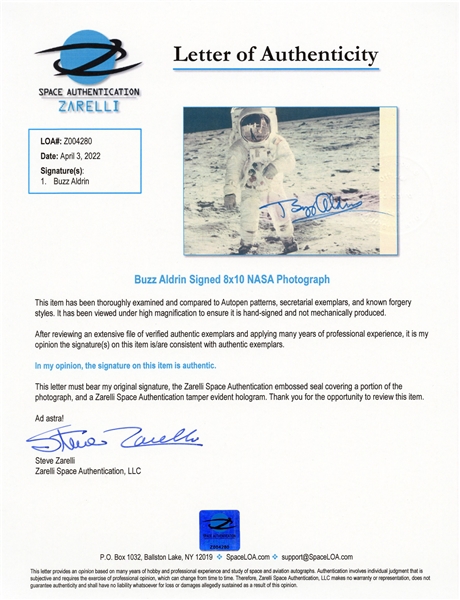Buzz Aldrin Signed ''Black Number'' Apollo 11 ''Visor'' Photo on ''A Kodak Paper'' -- With Steve Zarelli COA