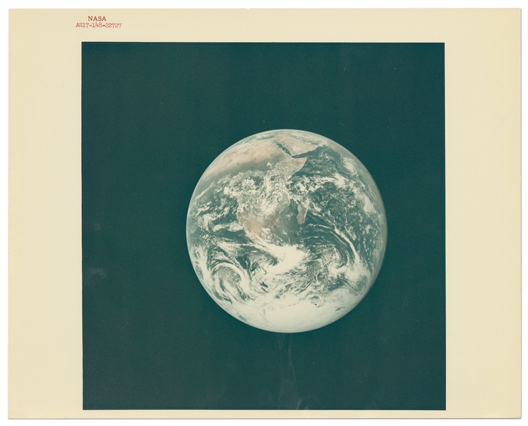 ''Red Number'' NASA ''Blue Marble'' Photo from the Apollo 17 Mission on ''A Kodak Paper'' -- The First Fully Illuminated Image of the Earth from Space