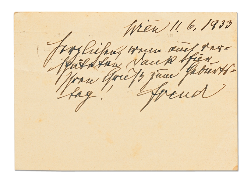 Sigmund Freud Autograph Postcard Signed