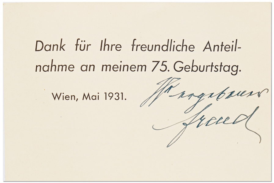 Sigmund Freud Signed Birthday Thank You Card
